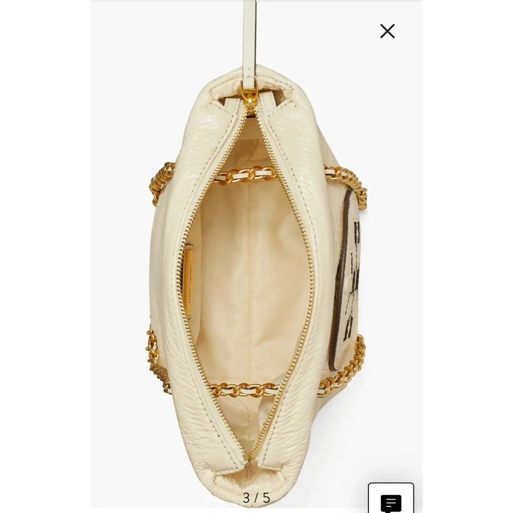 Tory Burch Small Ella Crinkle Chain Convertible Crossbody Bag Color Oats New